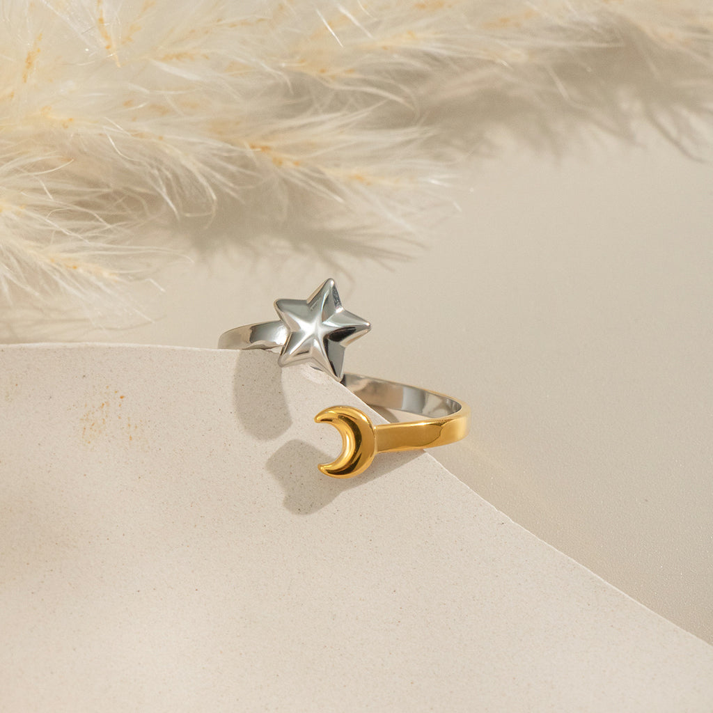 Damen Offener Ring mit Stern- und Schraubenschlüssel-Design Shop Nory