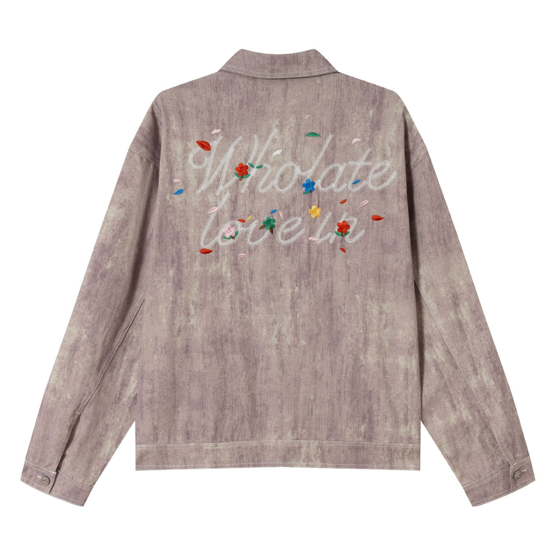 Damen Kurzjacke im Oversized-Workwear-Look mit Blumenstickerei Shop Nory