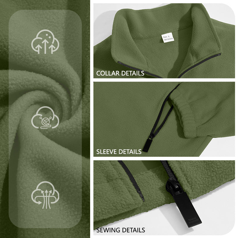 Herren Leichte Outdoor-Fleecejacke mit Stehkragen und Reißverschlusstaschen Shop Nory