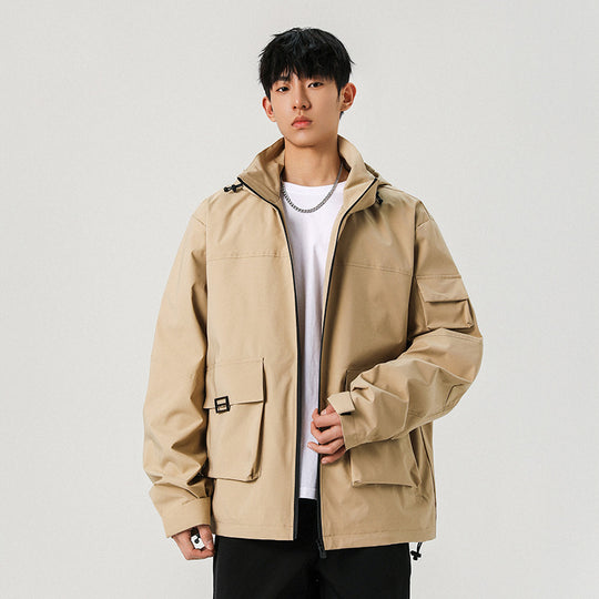 Herren Oversize Utility-Jacke mit technischer Softshell, Kapuze und Mehrfachtaschen Shop Nory