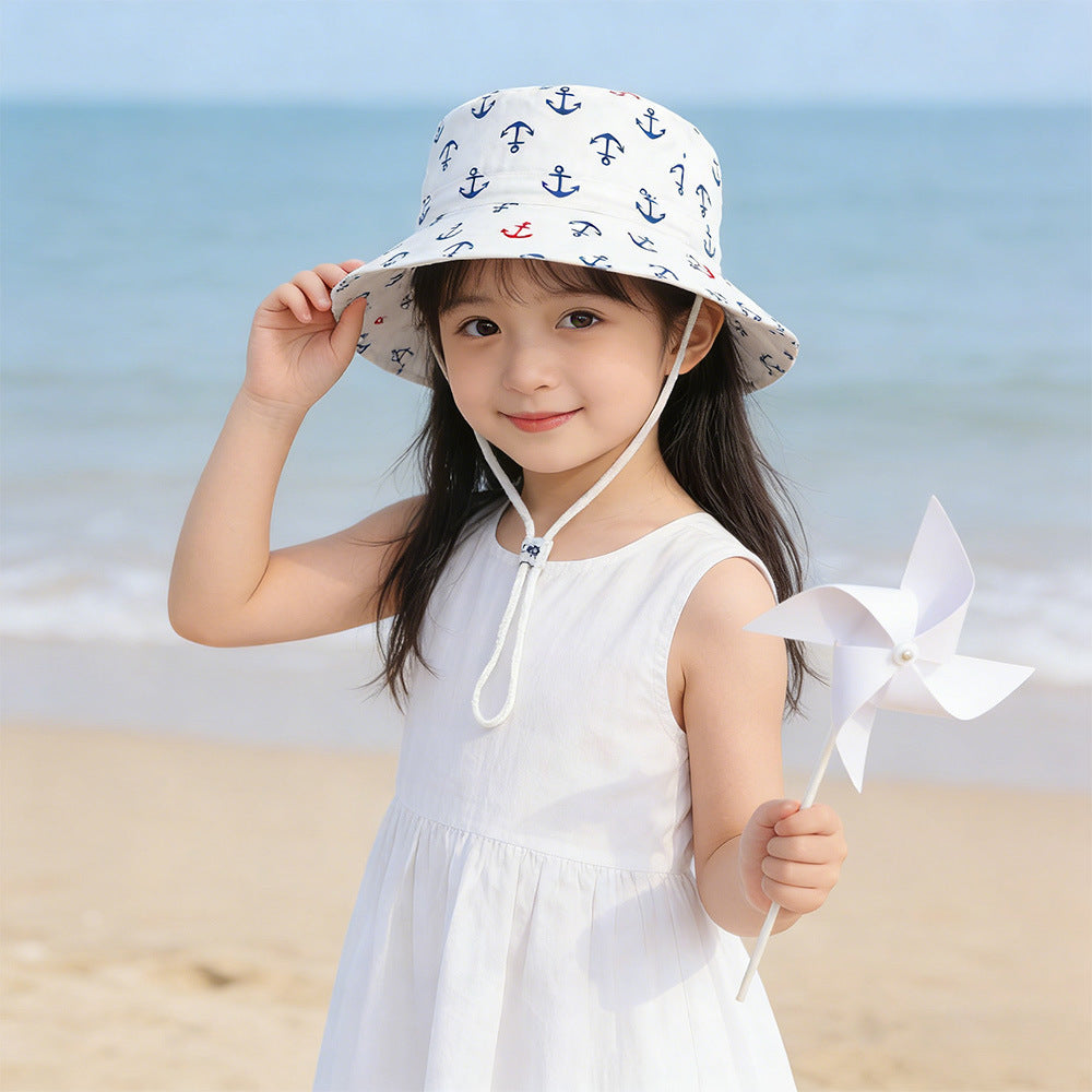 Unisex nan Kinder-Sonnenhut mit Wendemotiv, Kinnband und hohem UV-Schutz  Shopnory