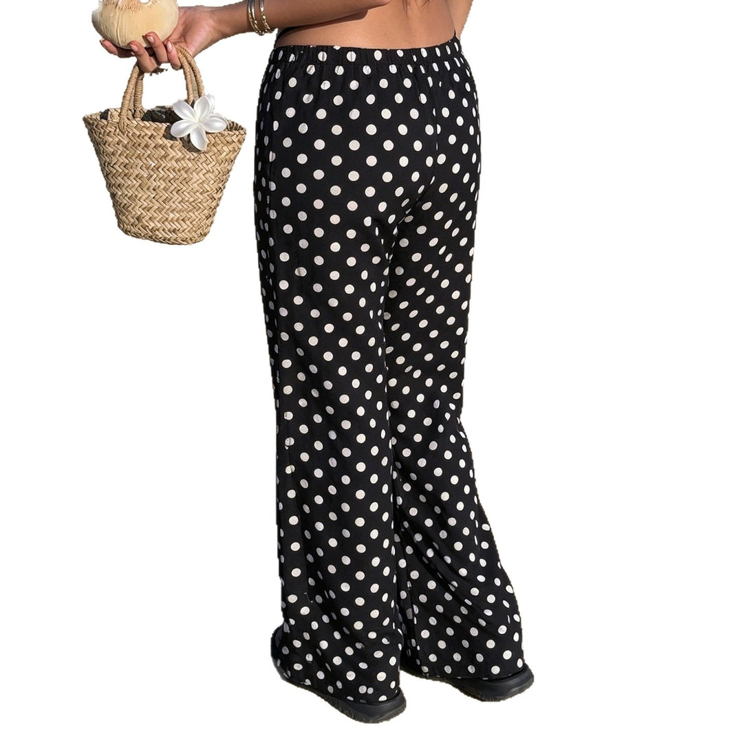 Damen nan weite Palazzo-Hose mit elastischem Bund und Punkte-Muster Shop Nory