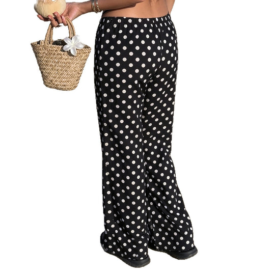 Damen nan weite Palazzo-Hose mit elastischem Bund und Punkte-Muster Shop Nory