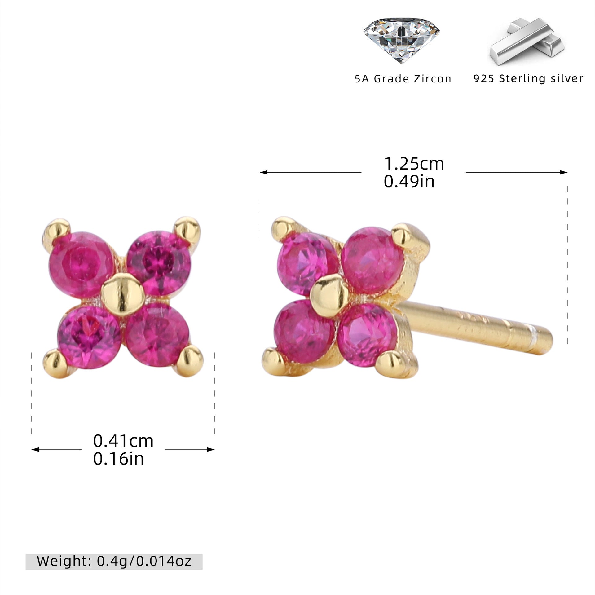 Damen Ohrstecker mit funkelnden 5A Zirkonen in klassischem Blumen-Design Shop Nory
