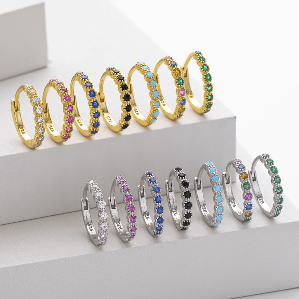 Damen Creolen mit funkelnden Zirkon-Akzenten und hochwertigem 925 Sterling Silber Shop Nory