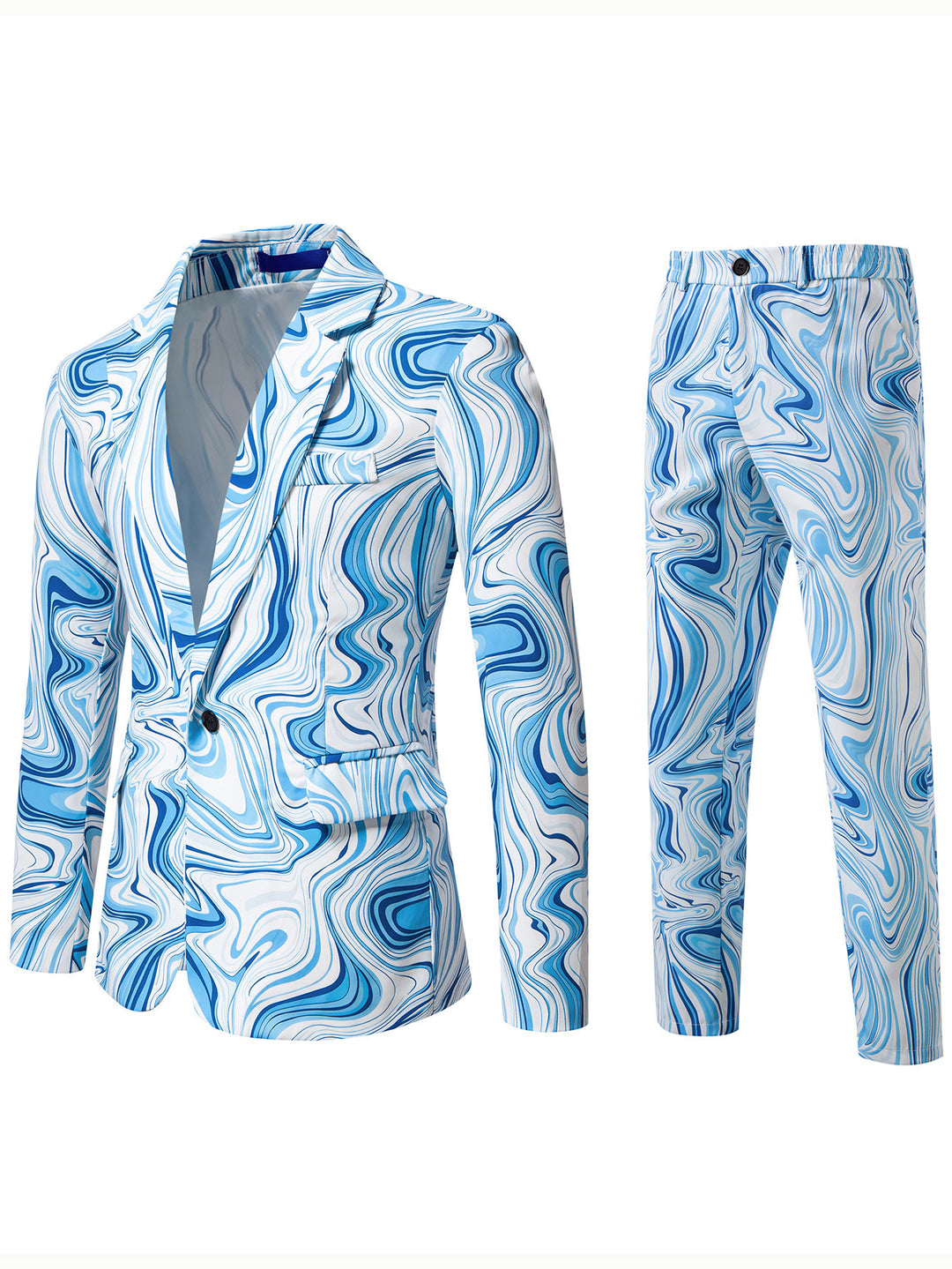 Herren Zweiteiliges Statement-Sakko und Anzughose mit psychedelischem Swirl-Print Shop Nory
