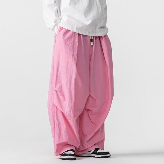 Herren Weite Utility-Loungehose mit überlappenden Falten und Kordelzugbund Shop Nory
