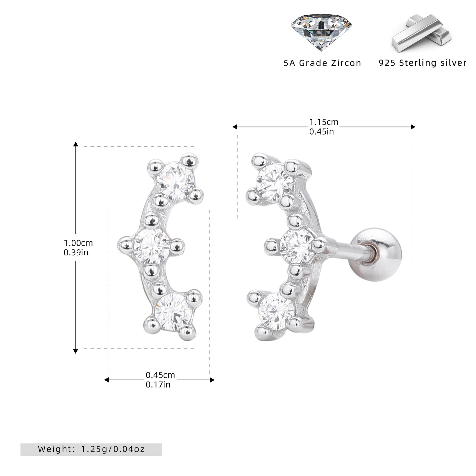 Damen Ohrstecker mit funkelnden Zirkonsteinen in modernem Design Shop Nory