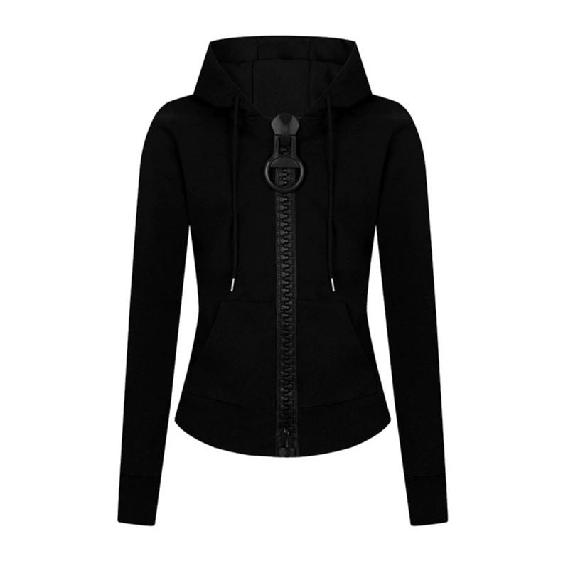 Damen Kapuzen-Sweatjacke mit markantem Zierreißverschluss und Kängurutasche Shop Nory