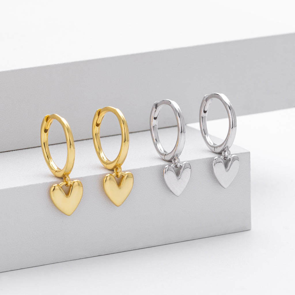 Damen Creolen mit herzförmigem Anhänger aus 925 Sterling Silber Shop Nory