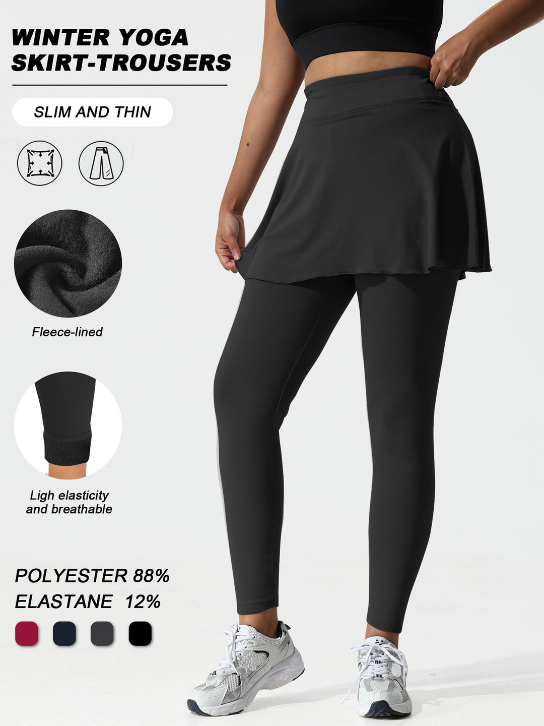 Damen Thermal-Leggings mit integriertem Sportrock und Fleece-Futter Shopy Nory