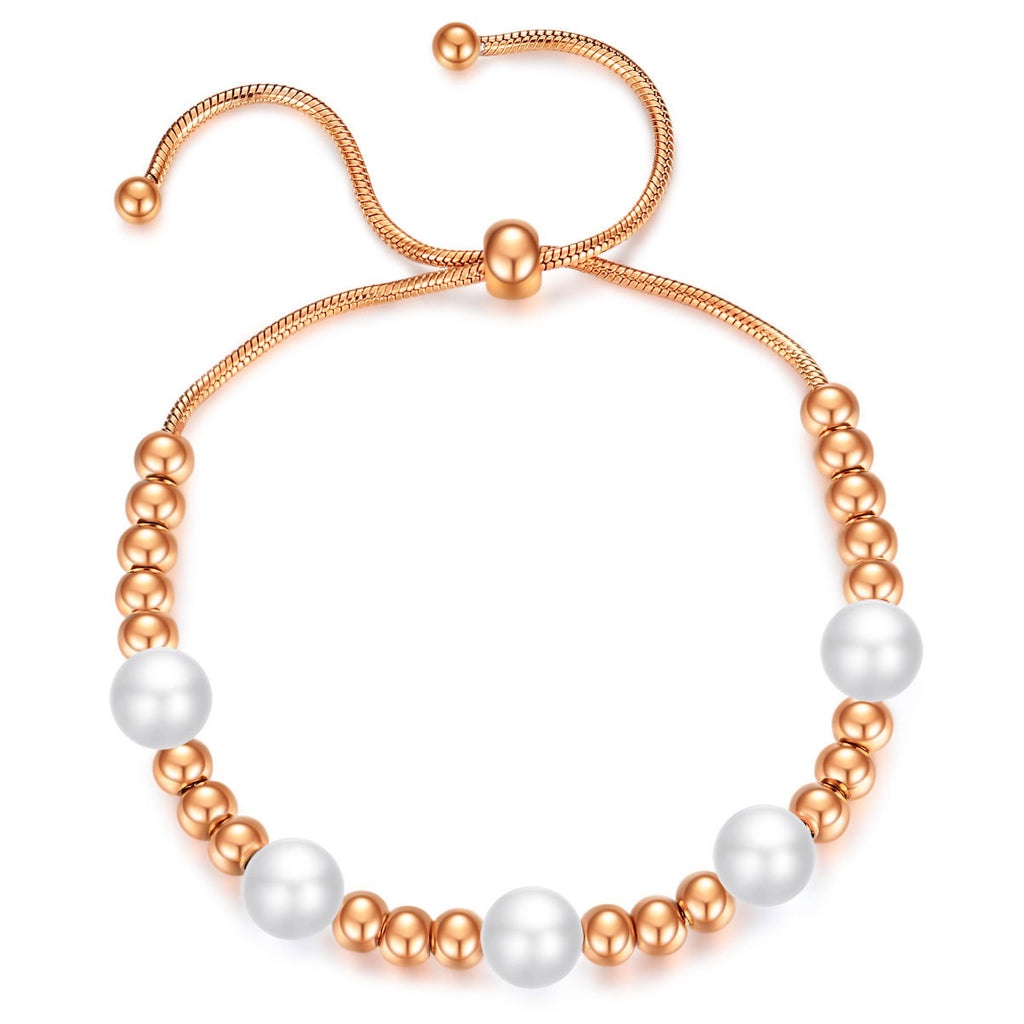 Damen verstellbares Armband mit glänzenden Perlen und eleganten Metallakzenten Shop Nory