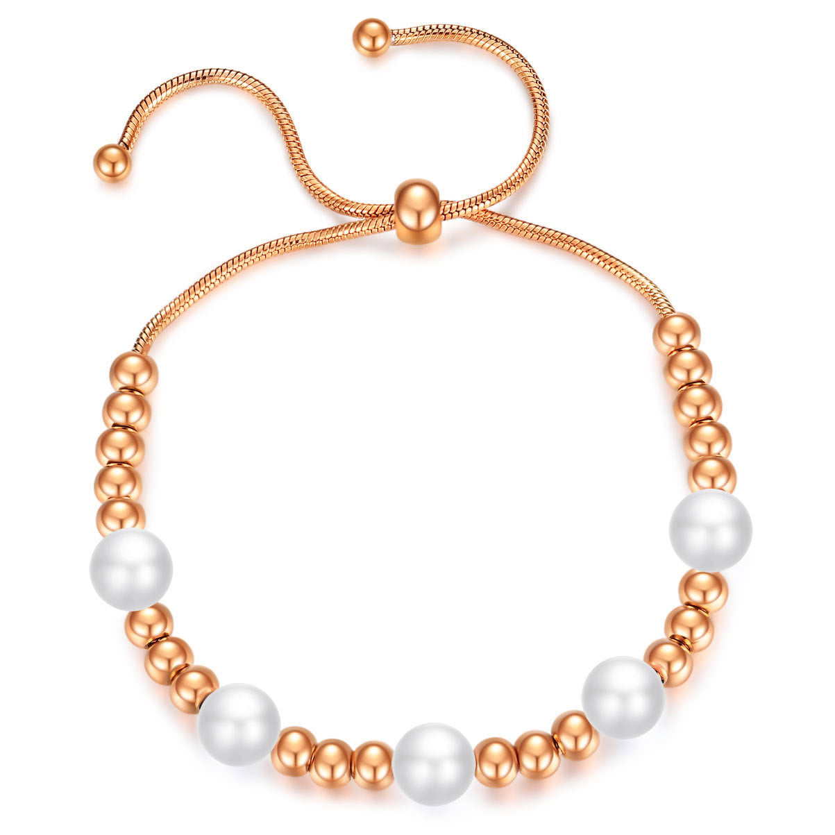 Damen verstellbares Armband mit glänzenden Perlen und eleganten Metallakzenten Shop Nory
