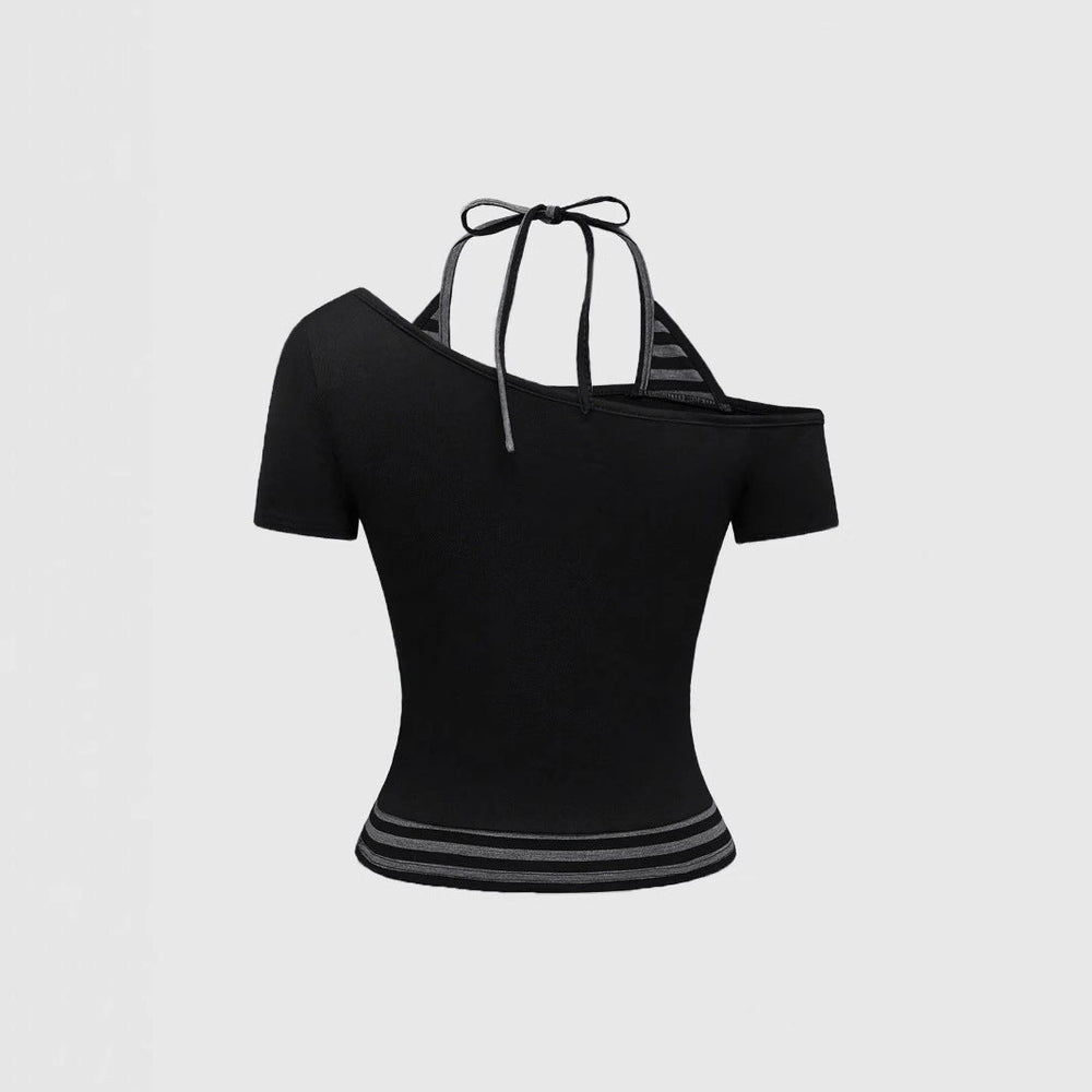 Damen Off-Shoulder Top mit grafischem Design