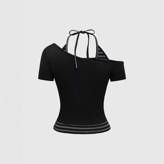 Damen Off-Shoulder Top mit grafischem Design