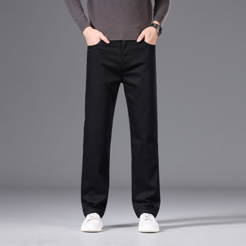 Herren Gerade geschnittene Baumwoll-Chinohose mit Komfortbund und Eingriffstaschen Shop Nory