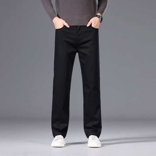 Herren Gerade geschnittene Baumwoll-Chinohose mit Komfortbund und Eingriffstaschen Shop Nory