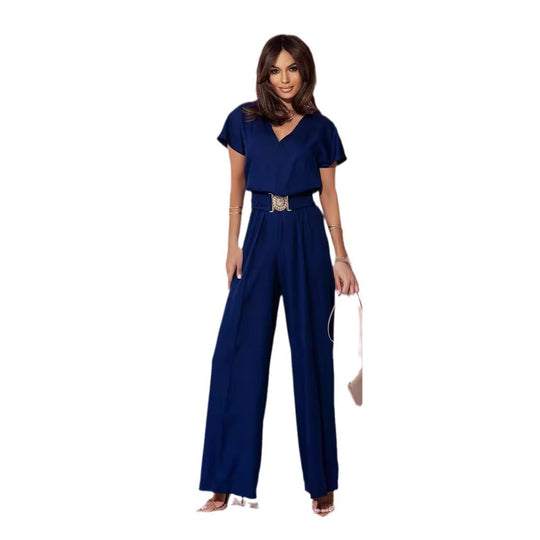Damen Jumpsuit mit weitem Bein und trendigem Gürtel