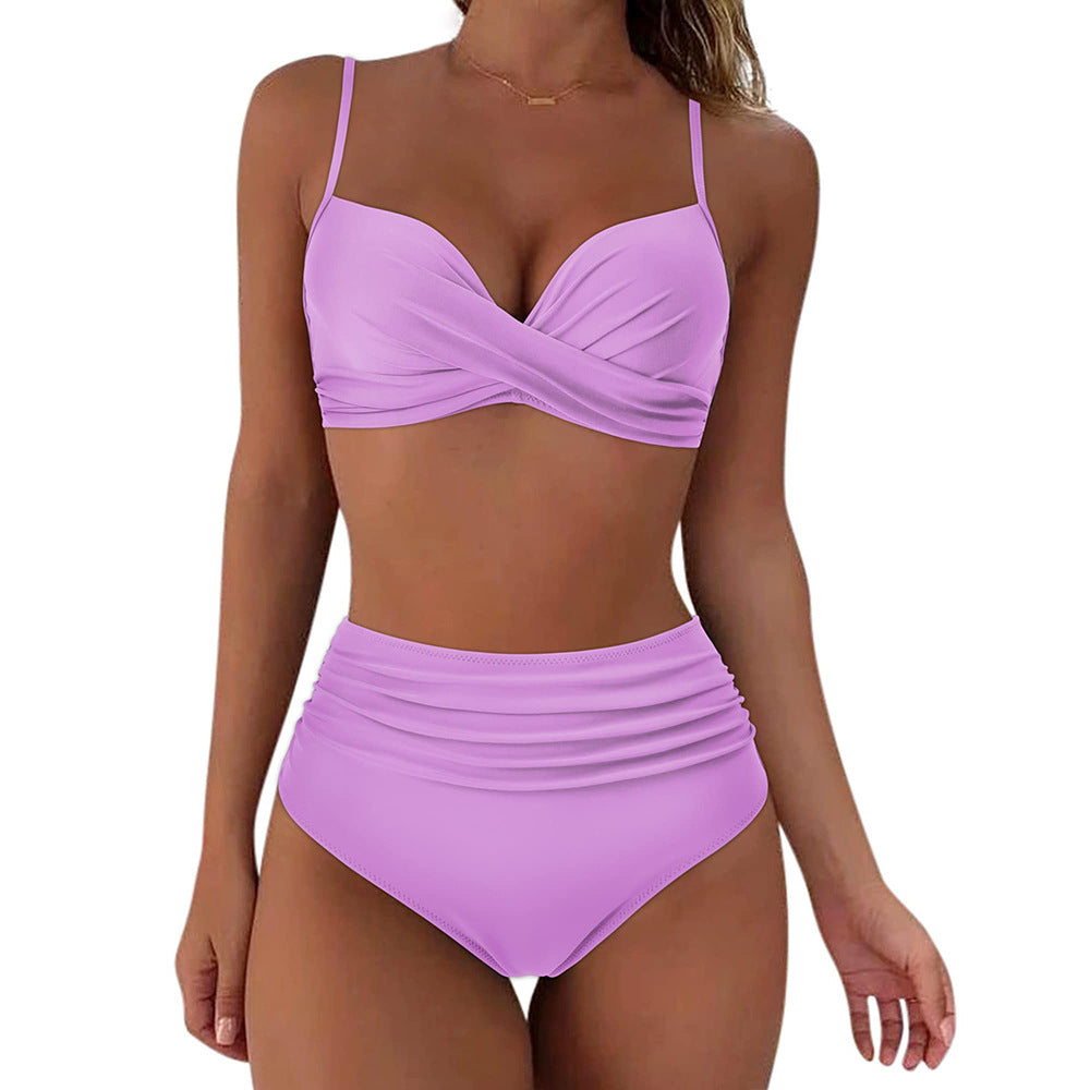 Damen High-Waist Tierdruck-Bikini-Set