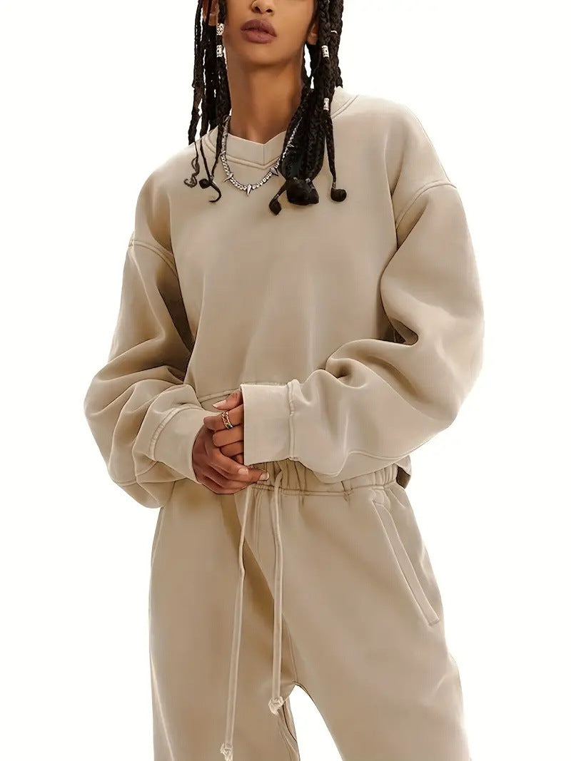 Damen Boxy-Sweatshirt mit überschnittener Schulter, verlängertem Rückenteil und brushed Fleece Shop Nory