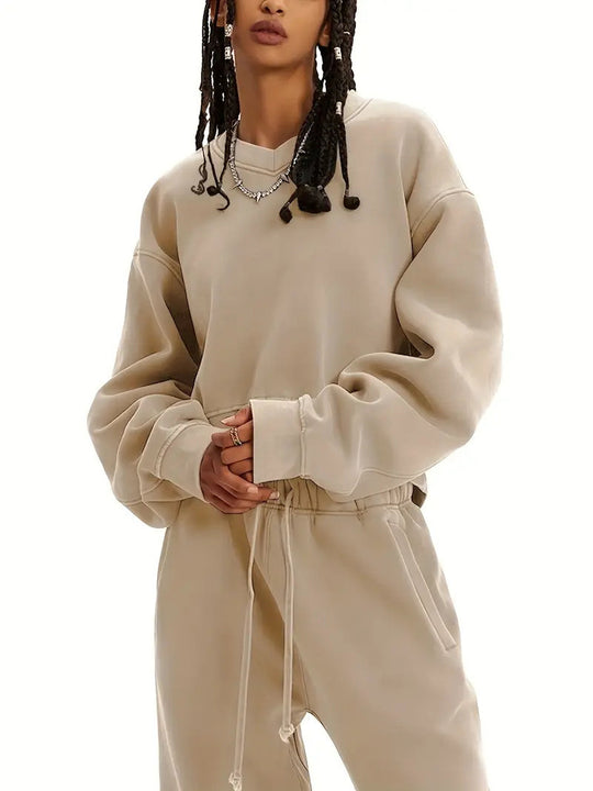 Damen Boxy-Sweatshirt mit überschnittener Schulter, verlängertem Rückenteil und brushed Fleece Shop Nory