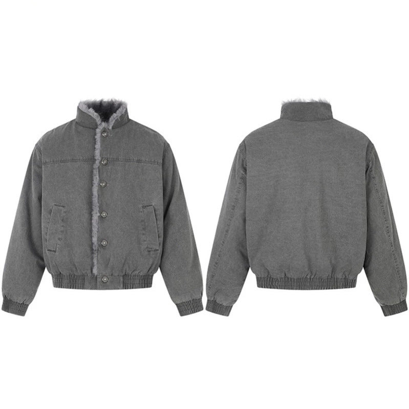 Damen gefütterte Denim-Bomberjacke mit Teddykragen und elastischem Saum Shop Nory
