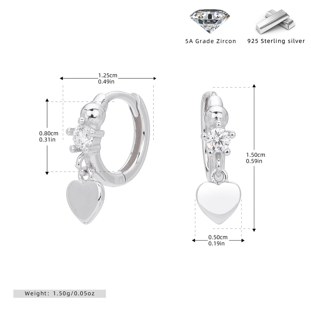 Damen Ohrhänger aus 925 Sterling Silber mit funkelndem Zirkon und herzförmigem Anhänger Shop Nory