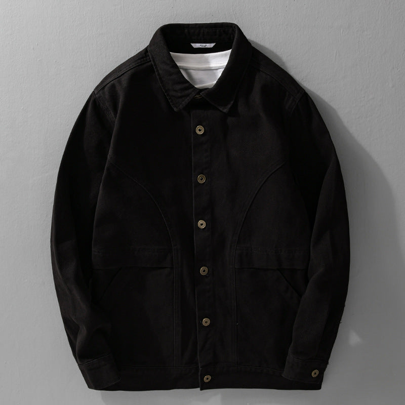 Herren robuste Canvas-Workerjacke mit Fronttaschen und markanten Ziernähten Shop Nory