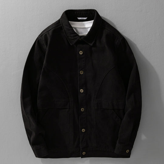 Herren robuste Canvas-Workerjacke mit Fronttaschen und markanten Ziernähten Shop Nory