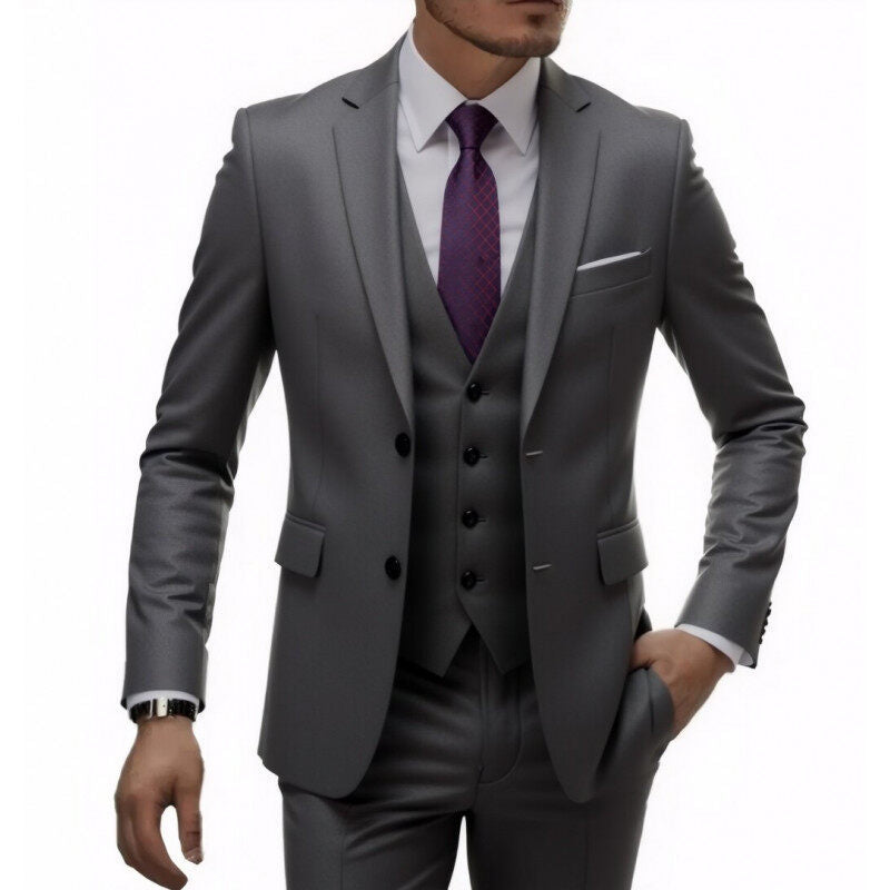 Herren nan dreiteiliges Slim-Fit Anzugset mit Weste, schmalem Revers und taillierter Silhouette