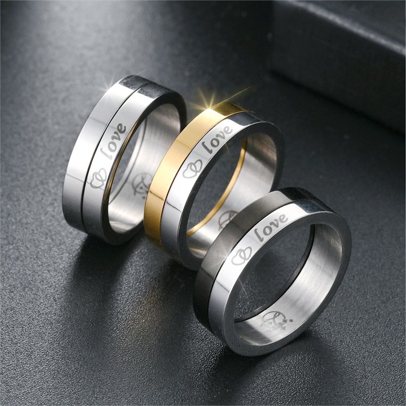 Herren Ring mit modernem zweifarbigem Design und graviertem Schriftzug Shop Nory