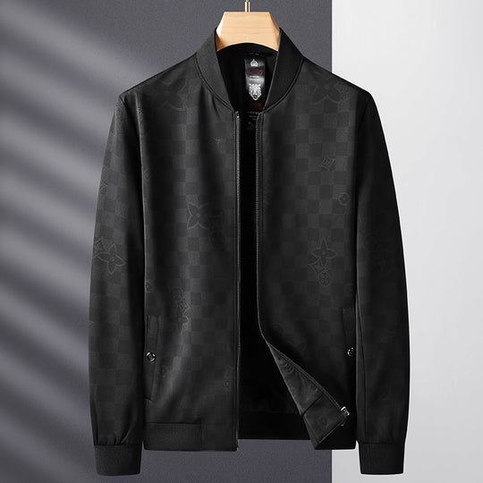Herren Slim-Fit Jacquard-Bomberjacke mit tonalem Muster, Reißverschluss und Rippbündchen Shop Nory