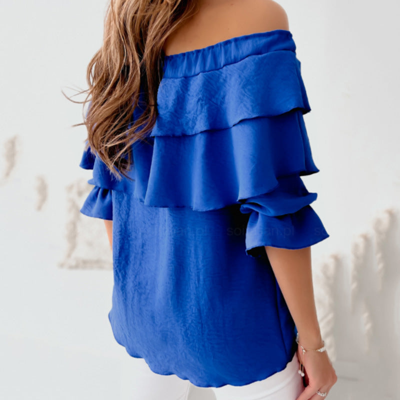 Damen Off-Shoulder Bluse mit Rüschendesign
