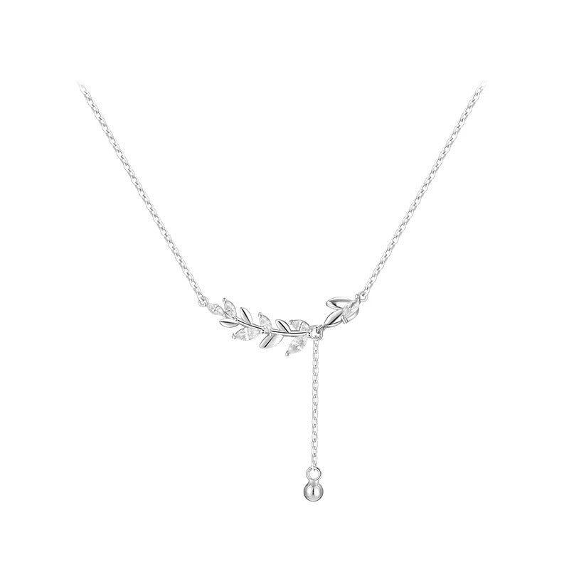 Damen Y-Halskette mit filigranem Blattdesign und funkelnden Zirkonia Shop Nory