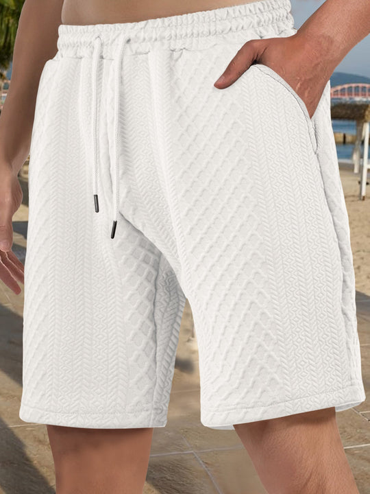 Herren nan strukturierte Strand-Bermuda aus Waffeljersey mit elastischem Kordelbund und schrägen Eingrifftaschen