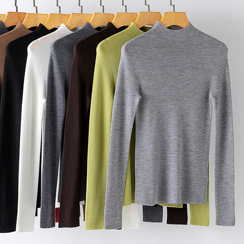 Damen Feiner Stretch-Feinstrickpullover mit halbem Stehkragen und schlanker Silhouette Shop Nory