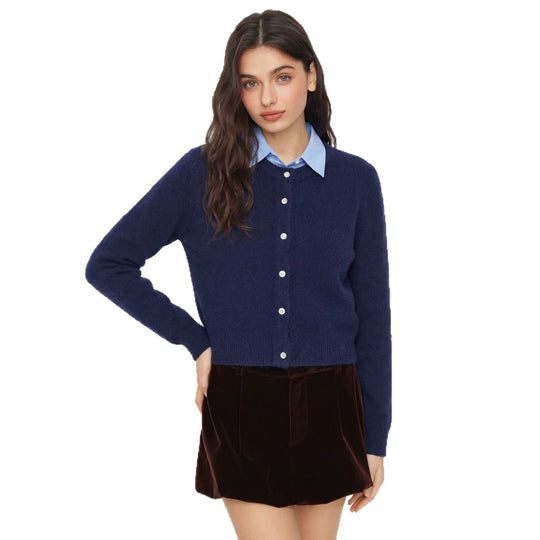 Damen Eleganter Kurzpullover mit Hemdkragen Shop Nory