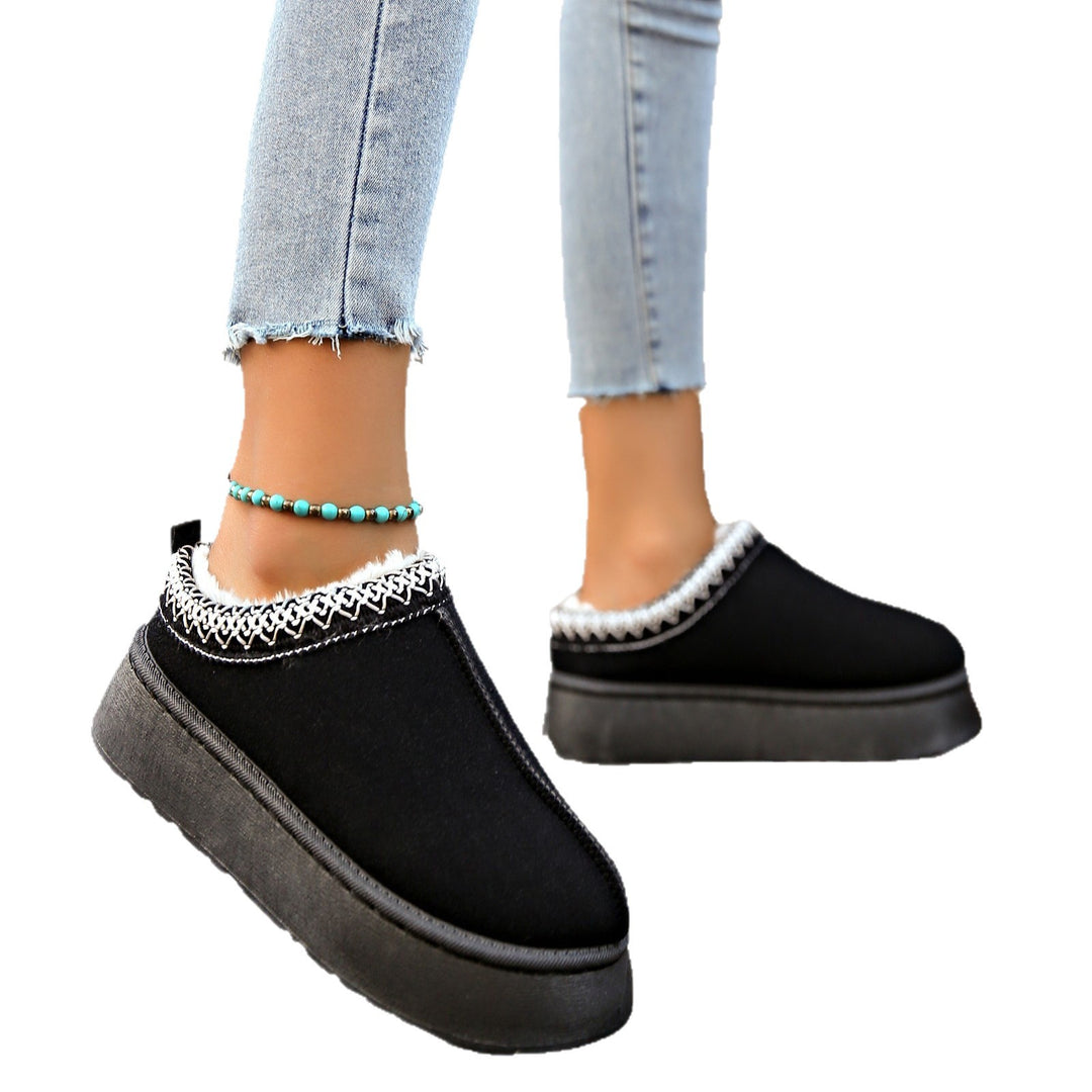 Damen Gefütterte Hausschuhe-Mules mit Teddyfutter und dekorativem Strickbesatz Shop Nory