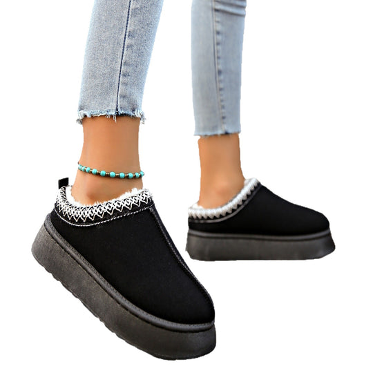 Damen Gefütterte Hausschuhe-Mules mit Teddyfutter und dekorativem Strickbesatz Shop Nory