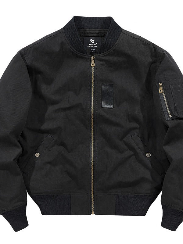 Herren leichter Canvas-Bomberblouson mit versteckter Ärmeltasche und geripptem Saum Shop Nory
