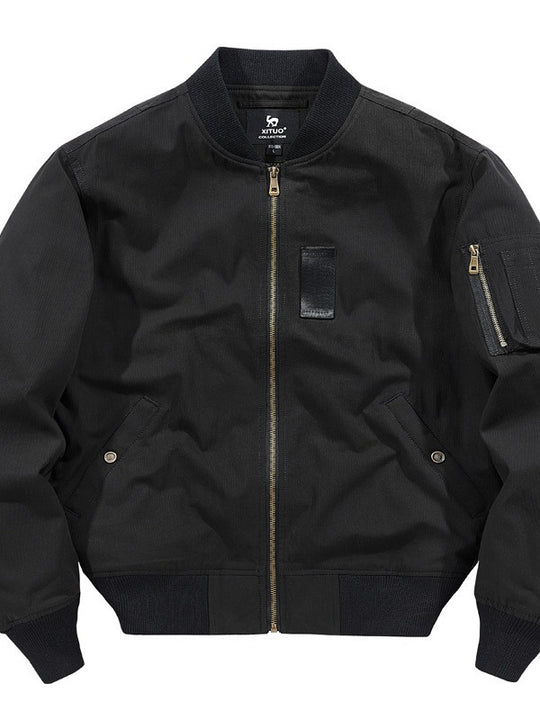 Herren leichter Canvas-Bomberblouson mit versteckter Ärmeltasche und geripptem Saum Shop Nory