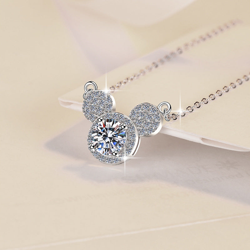 Damen Halskette mit funkelndem Mickey Mouse Anhänger Shop Nory