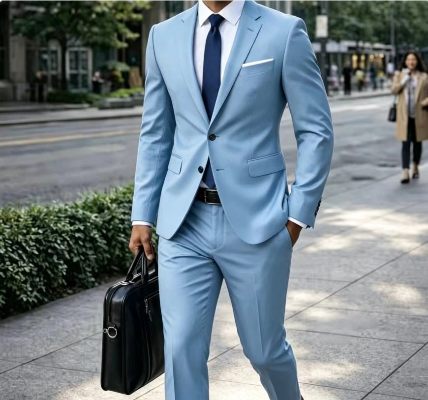 Herren Zweiteiliger Slim-Fit Businessanzug mit tailliertem Revers und schlanker Anzughose Shop Nory
