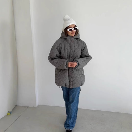 Damen Oversize Steppjacke mit Teddyfutter und Kapuze Shop Nory