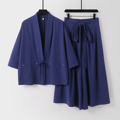 Damen Zweiteiliges Kimono-Set mit Kurzjacke und fließendem Midirock Shop Nory