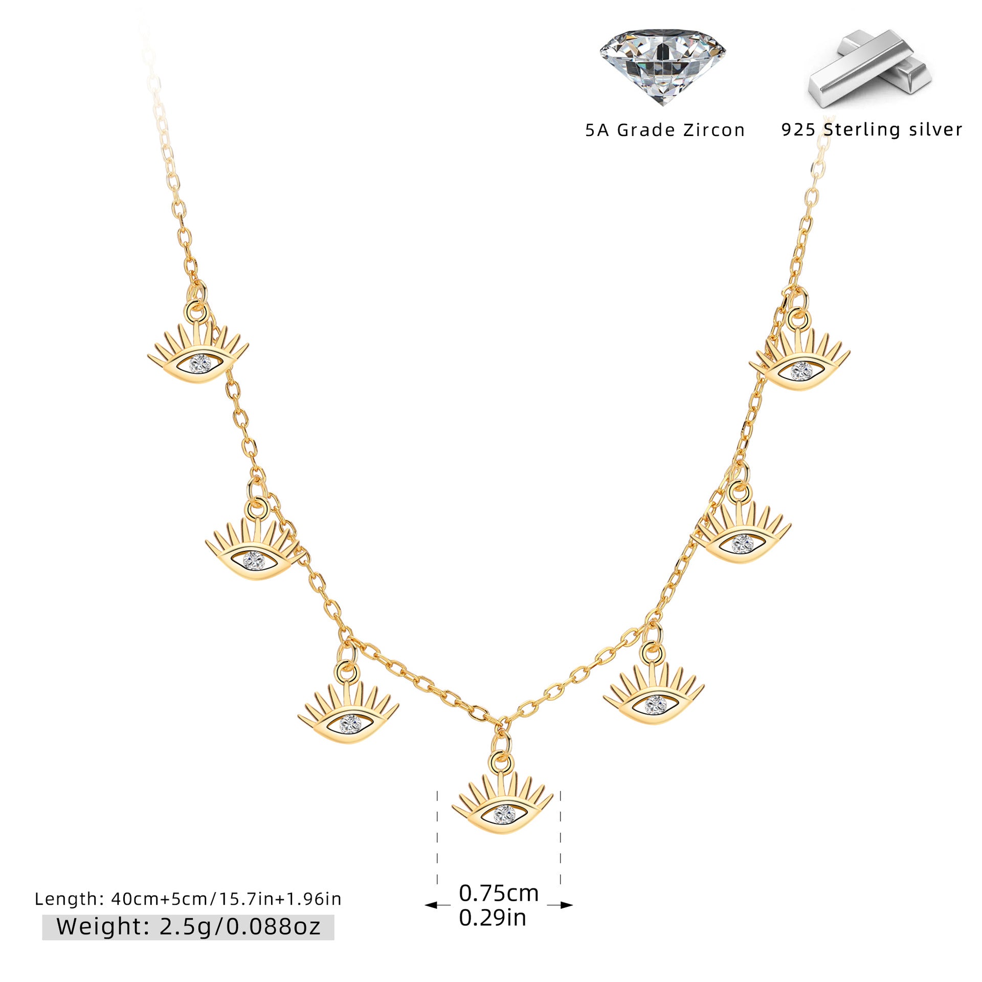 Damen Halskette mit schützendem Augenmotiv aus hochwertigem 925 Sterling Silber Shop Nory