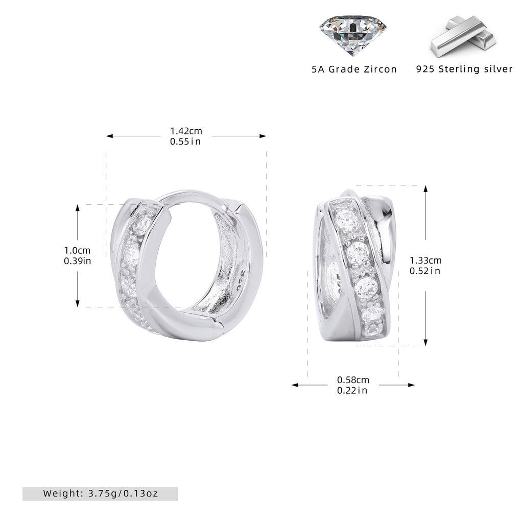 Damen Creolen mit strahlenden Zirkonsteinen und 925 Sterlingsilber Shop Nory