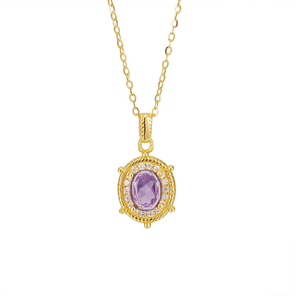 Damen Halskette mit ovalem Anhänger und detaillierter Zirkonia-Verzierung Shop Nory