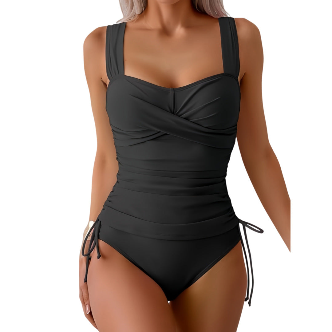 Damen Einteiliger Badeanzug mit modernem Wickeldesign und sportlichem Schnitt
