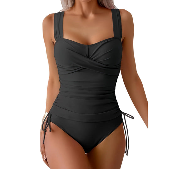 Damen Einteiliger Badeanzug mit modernem Wickeldesign und sportlichem Schnitt